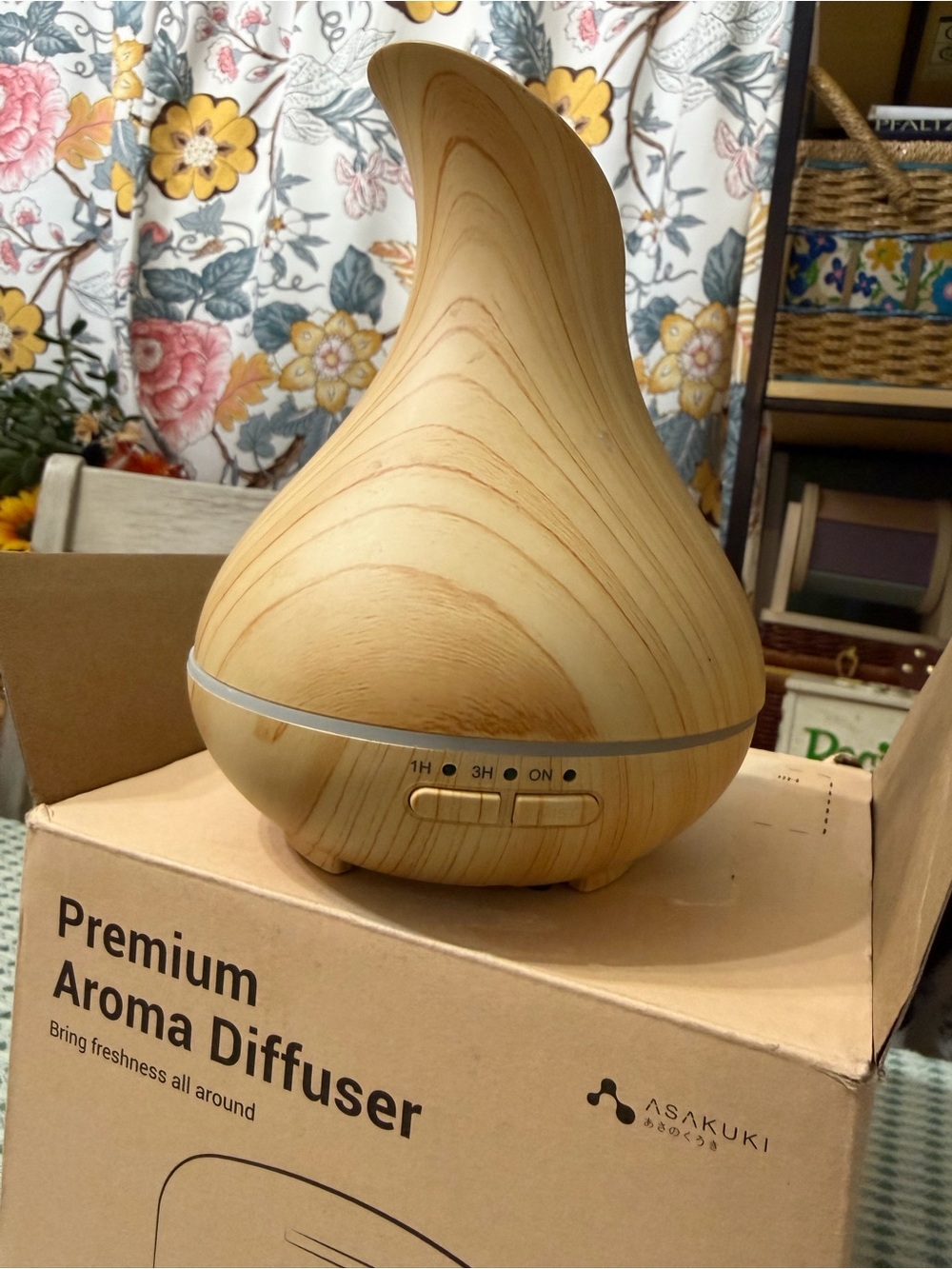 ASAKUKI Premium Aroma Diffuser in Light Wood Finish